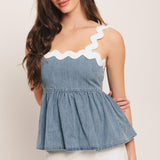 RELAXED DRAPE LIGHTWEIGHT DENIM TOP
