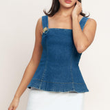 SWEET DENIM PEPLUM TOP