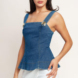 SWEET DENIM PEPLUM TOP