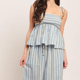 COASTAL DAY STRIP WOVEN TOP
