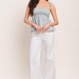 COASTAL DAY STRIP WOVEN TOP