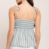 COASTAL DAY STRIP WOVEN TOP