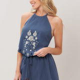 MOONLIT FLORA WOVEN SCARF TOP AND SHORT SET