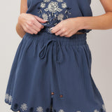 MOONLIT FLORA WOVEN SCARF TOP AND SHORT SET