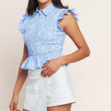 EFFORTLESSLY SWEET STRIPED WOVEN TOP