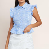 EFFORTLESSLY SWEET STRIPED WOVEN TOP