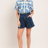COASTLINE PALM WOVEN TOP