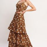 BROWN SUGAR DOT WOVEN BUSTIER TOP