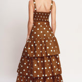 BROWN SUGAR DOT WOVEN BUSTIER TOP