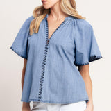WEEKEND WANDERER WOVEN TOP