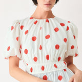 CHERRY KISS POLKA DOT WOVEN TOP
