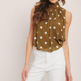RETRO POP DOT WOVEN TOP