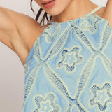 SKY LACE SUMMER HALTER WOVEN TOP