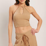 CARAMEL COAST WOVEN CROP TOP