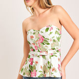 ROSE PETAL WOVEN TUBE TOP