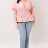LOVELY CHARM PINK WOVEN TOP