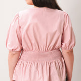 LOVELY CHARM PINK WOVEN TOP