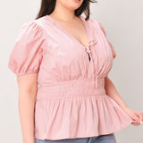 LOVELY CHARM PINK WOVEN TOP