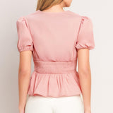 LOVELY CHARM PINK WOVEN TOP