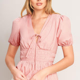 LOVELY CHARM PINK WOVEN TOP