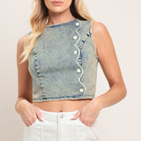 SWEET DETAIL DENIM CROP TOP