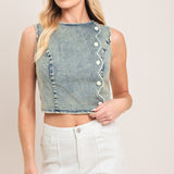 SWEET DETAIL DENIM CROP TOP