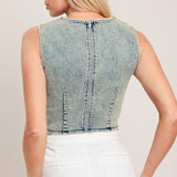 SWEET DETAIL DENIM CROP TOP