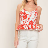 SCARLET BLOOM WOVEN TOP