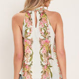 BOTANICAL ESCAPE WOVEN HALTER TOP