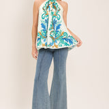 CERULEAN CHARM WOVEN TOP
