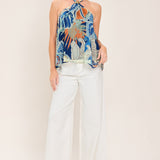 BLUE LAGOON WOVEN HALTER TOP