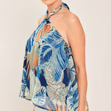 BLUE LAGOON WOVEN HALTER TOP