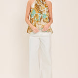 GOLDEN SHORES FLOW WOVEN JACQUARD TOP