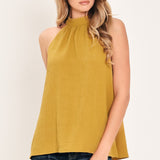 GOLDEN STATE OF MIND WOVEN HALTER TOP