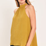 GOLDEN STATE OF MIND WOVEN HALTER TOP