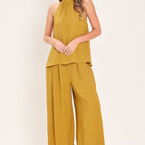 GOLDEN STATE OF MIND WOVEN HALTER TOP