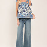CAPRI COAST TIE-STRAP WOVEN TOP