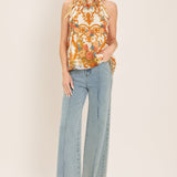 ANTIQUE BLOOM WOVEN HALTER TOP