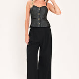 METALLIC HOURGLASS WOVEN TOP
