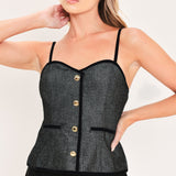 METALLIC HOURGLASS WOVEN TOP