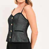 METALLIC HOURGLASS WOVEN TOP