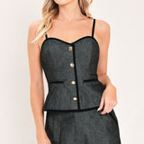 METALLIC HOURGLASS WOVEN TOP