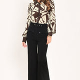VANILLA VINE MOSAIC WOVEN TOP