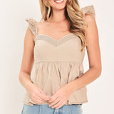 SEASIDE FLUTTER WOVEN TOP