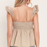 SEASIDE FLUTTER WOVEN TOP