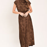CHOCOLATE FLORAL WOVEN JACQUARD TOP