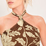 EARTHY FLORAL TEMPTATION POWER MESH TOP