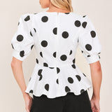 RETRO POLKA DOT WOVEN TOP
