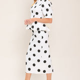RETRO POLKA DOT WOVEN TOP