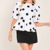 RETRO POLKA DOT WOVEN TOP